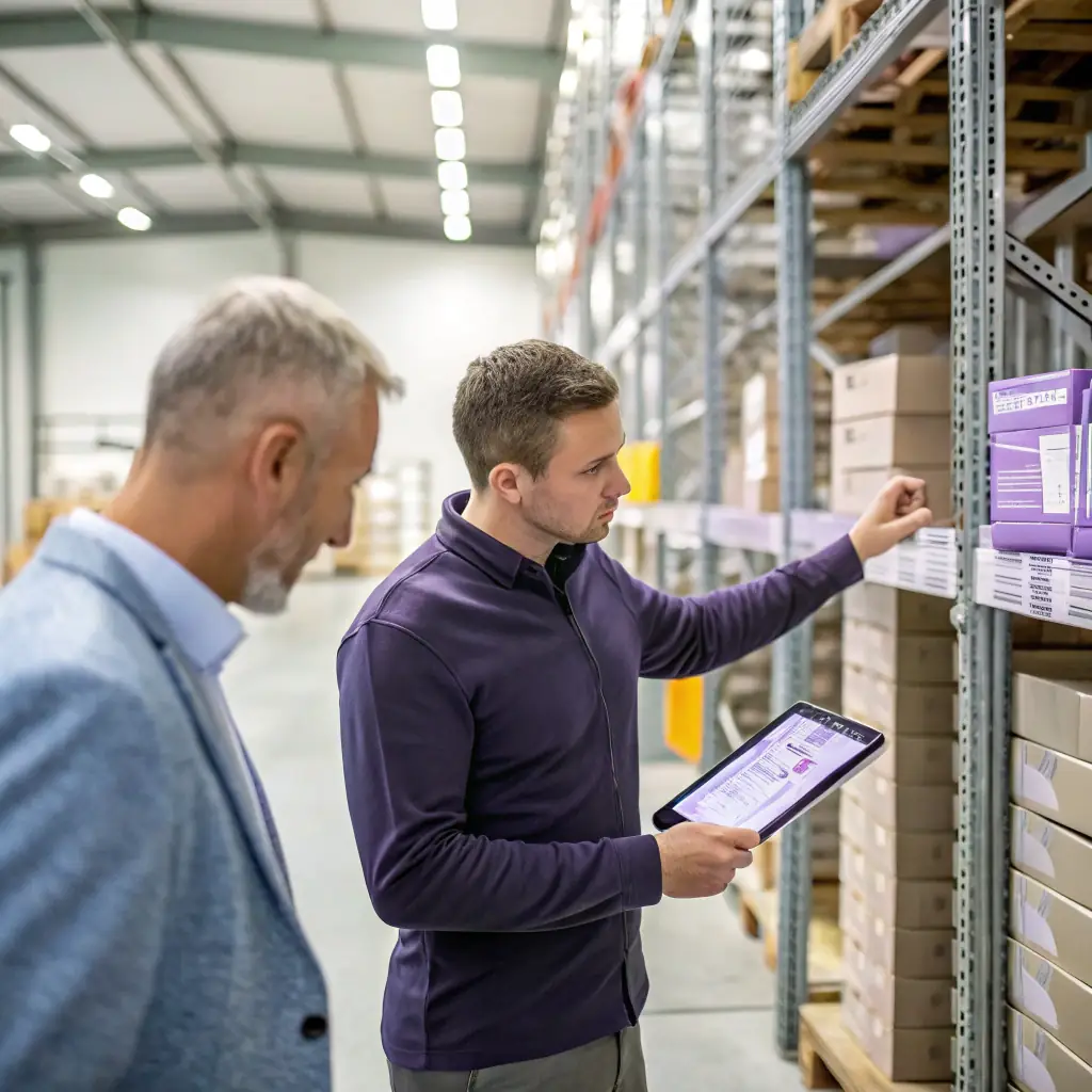 Coworkers look for inventory in a rarehouse purchase financed and refinanced with Monumental Funding Solutions, LLC