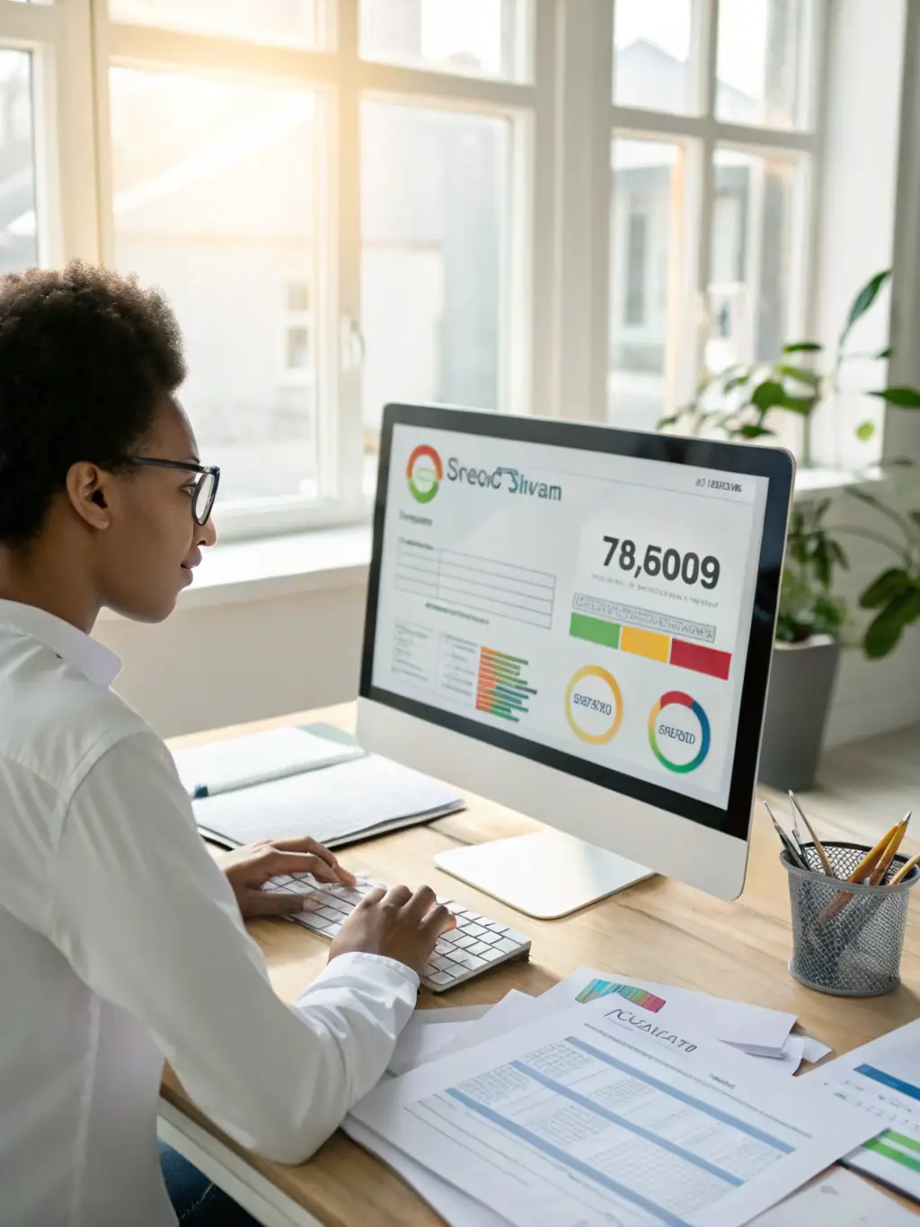 A person reviewing their credit report with a look of satisfaction, showing the positive impact of credit repair on their financial health.